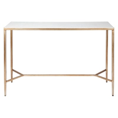 Chloe Stone Top Iron Console Table, 110cm, Antique Gold