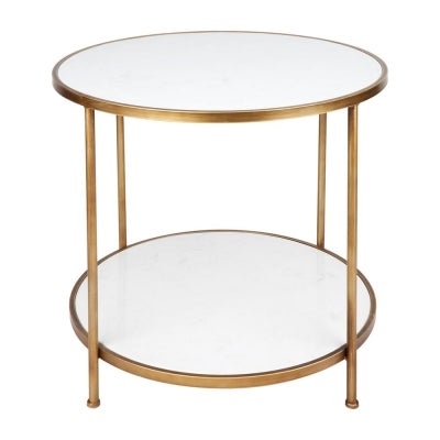 Cameron Marble and Iron Round Side Table