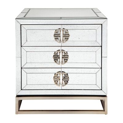Rochester Antique Mirrored 3 Drawer Bedside Table
