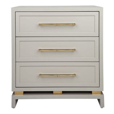 Pearl 3 Drawer Bedside Table, Pale Grey