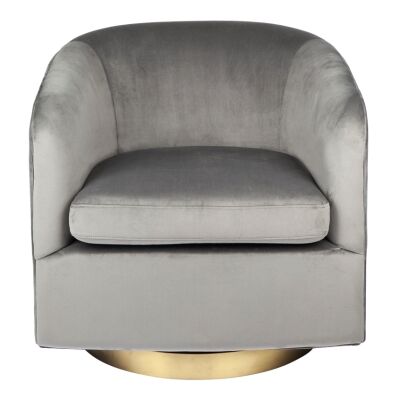 Belvedere Velvet Fabric Swivel Armchair, Charcoal
