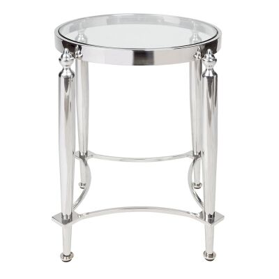 Jak Stainless Steel Round Side Table, Nickel