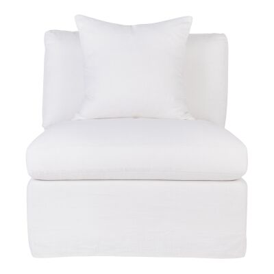 Birkshire Fabric Slip Cover Armless Sofa Chair, White