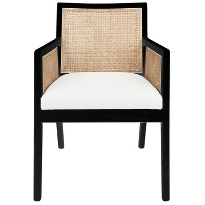 Kane Rattan & Birch Timber Carver Dining Chair, Black / Natural / White