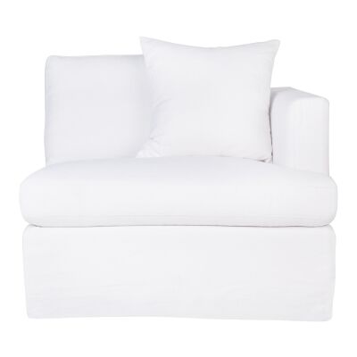 Birkshire Fabric Slip Cover One Arm Sofa Chair, RHF, White