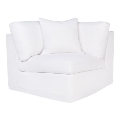 Birkshire Fabric Slip Cover Corner Sofa Chair, White