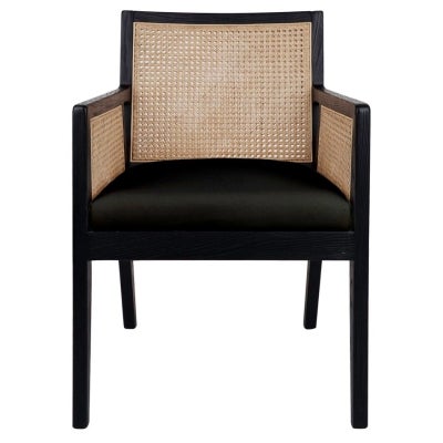 Kane Rattan & Birch Timber Carver Dining Chair, Black / Natural