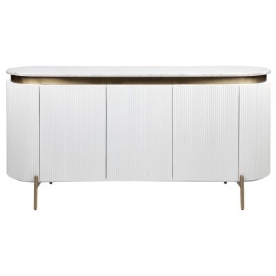 Demarco Marble Top 3 Door Oval Buffet Table, 160cm, White