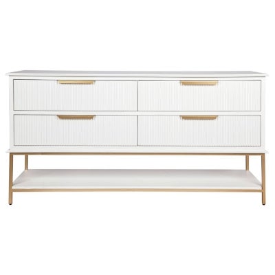 Aimee 4 Drawer Sideboard, 170cm, White / Gold