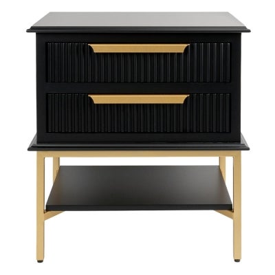 Aimee Bedside Table, Small, Black / Gold