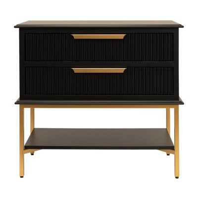 Aimee Bedside Table, Large, Black / Gold