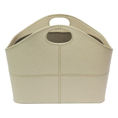 Foliano Leather Magazine Basket, Off White
