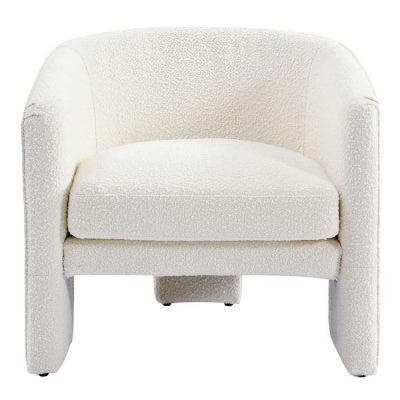 Kylie Boucle Fabric Armchair, White