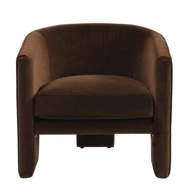 Kylie Velvet Fabric Armchair, Dark Chocolate