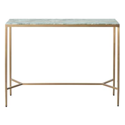 Chloe Stainless Steel Console Table, Marble Top, 110cm, Dusty Jade / Gold