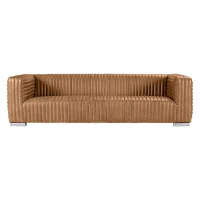 Granger Leather Sofa, 3 Seater, Light Brown