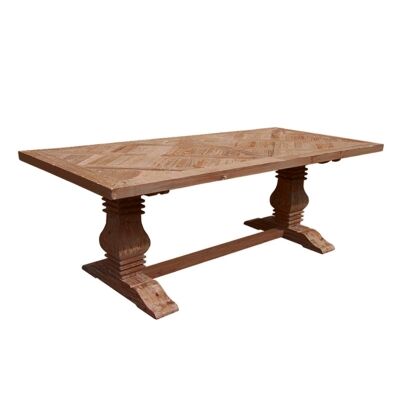 Westmead Reclaimed Pine Timber Parquet Top Dining Table, 220cm