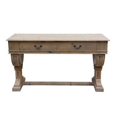 Curtis Reclaimed Pine Timber 2 Drawer Console Table, 150cm, Natural
