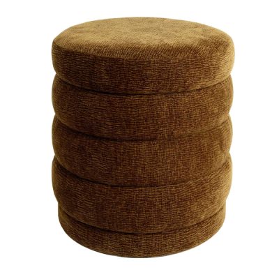 Demi Fabric Round Ottoman Stool, Butterscotch