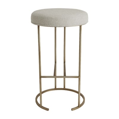 Blackley Fabric & Iron Counter Stool, Ecru / Brushed Gold