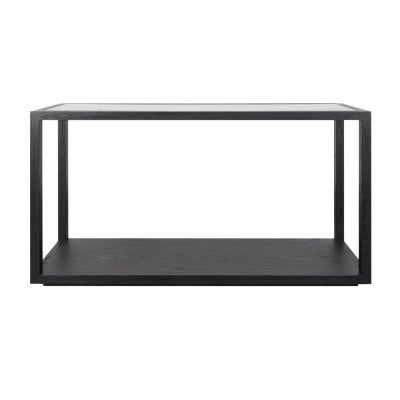 Sadie Glass & Oak Timber Console Table, 140cm, Black