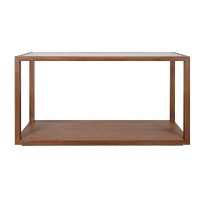 Sadie Glass & Oak Timber Console Table, 140cm, Walnut