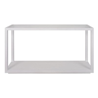Sadie Glass & Oak Timber Console Table, 140cm, White