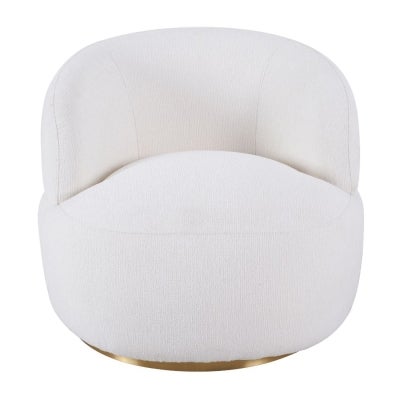 Tubby Fabric Swivel Armchair, Ecru