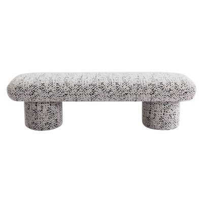 Eleanor Jacquard Fabric Ottoman Bench, Charcoal 