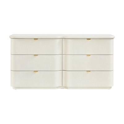 Lina Wooden 6 Drawer Dresser, Ivory