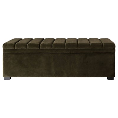 Soho Velvet Fabric Storage Ottoman Bench / Blanket Box, 140cm, Olive