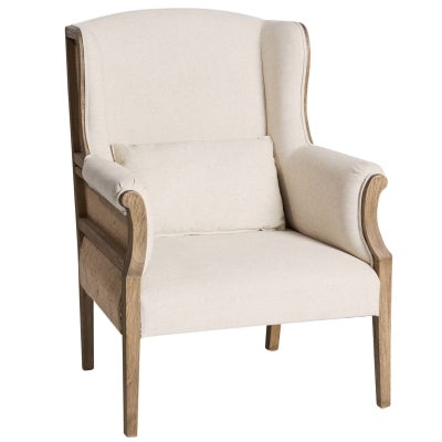 Mayfair Linen & Oak Wing Back Armchair