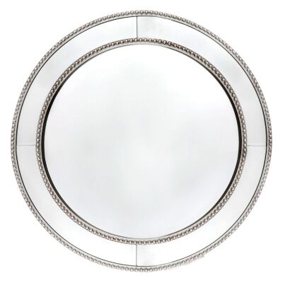 Zeta Round Wall Mirror, 60cm, Antique Silver