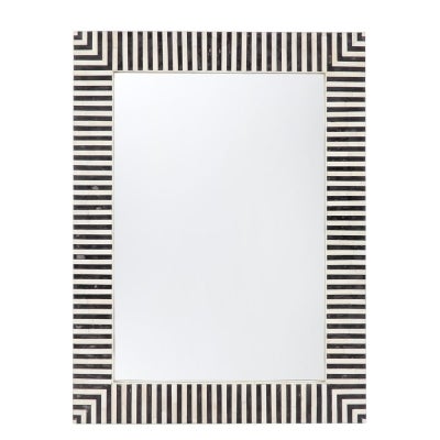 Indi Bone Inlaid Frame Wall Mirror, 100cm, Black