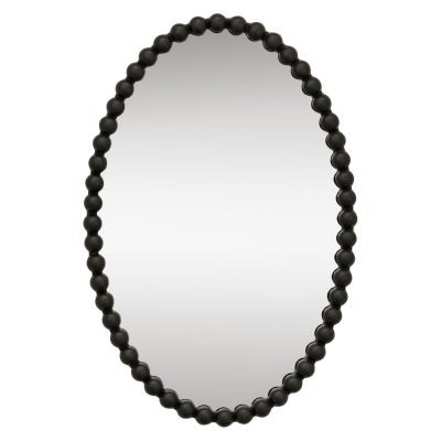 Esme Iron Frame Oval Wall Mirror, 76cm, Black
