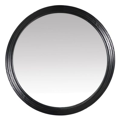 Penrose Firwood Frame Round Wall Mirror, 100cm, Black