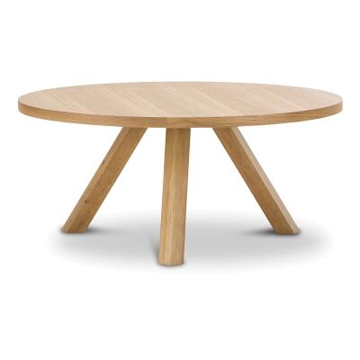 Roi Wooden Round Coffee Table, 80cm, Light Oak