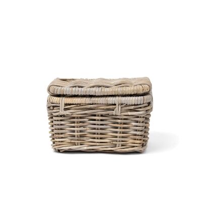Wilmington Cane Lidded Hamper Basket, Small