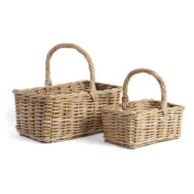 Harrington Rattan Rectangular Carry Basket, 2 Piece Set