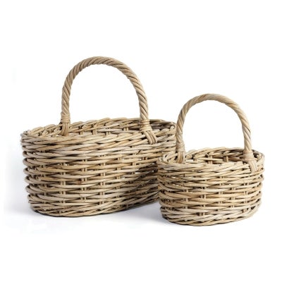 Dalton Rattan Oval Carry Basket, 2 Piece Set