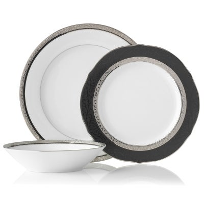 Noritake Regent Platinum Fine Porcelain 12 Piece Dinner Set