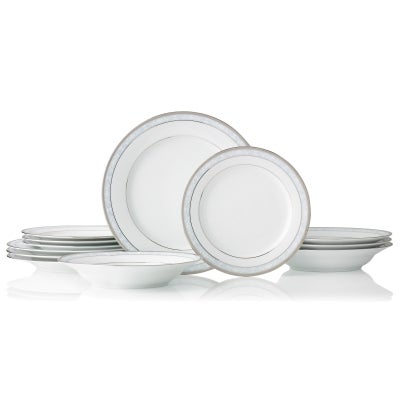 Noritake Hampshire Platinum Fine Porcelain 12 Piece Dinner Set