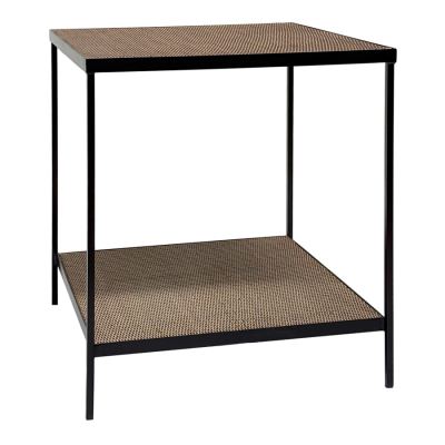 Atticus Iron & Rattan Square Side Table