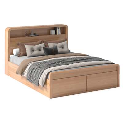Jade Messmate Timber Gas Lift Bed with End Drawers, Double
