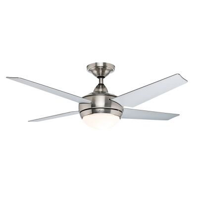Hunter Sonic Contemporary Ceiling Fan with Light, Brushed Nickel with Grey Blades