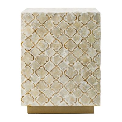 Haymen Seashell Inlay Square Accent Stool / Side Table