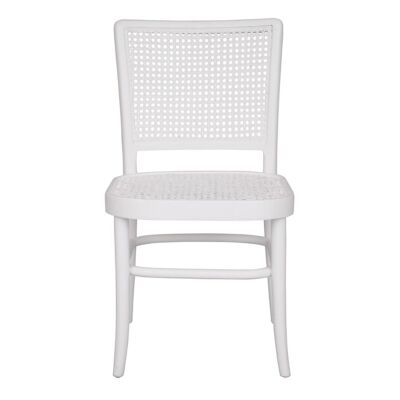Palmington Mahogany Timber & Rattan Dining Chair, White