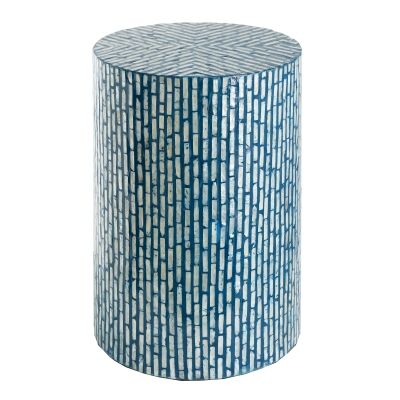 Gaidel Seashell Inlay Round Accent Stool / Side Table