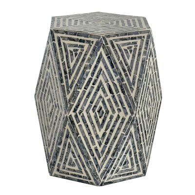 Oblique Seashell Inlay Accent Stool / Side Table