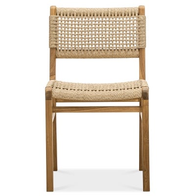 Elias Woven Cord & Teak Timber Dining Chair, Set of 2